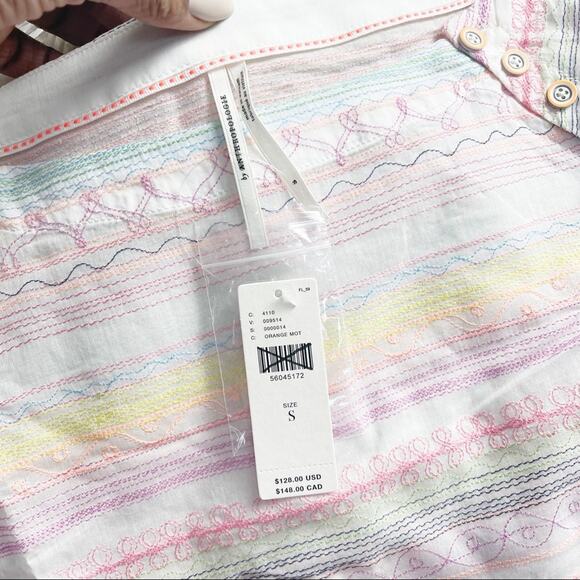 Anthropologie Women's Letty Embroidered Multi Baby doll Top in Pink‎ Size Small - Picture 3 of 5